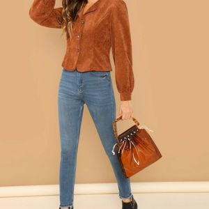 Lantern sleeve button up Corduroy Jacket